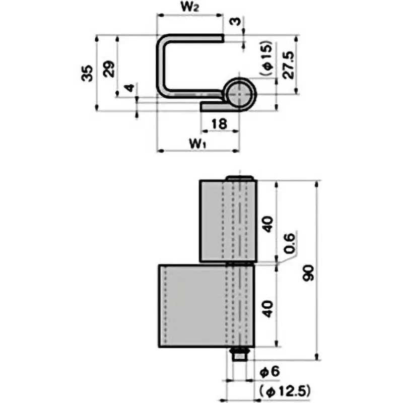 TAKIGEN Heavy-Duty Square Concealed Hinge 80.6 mm Length, B-80-2