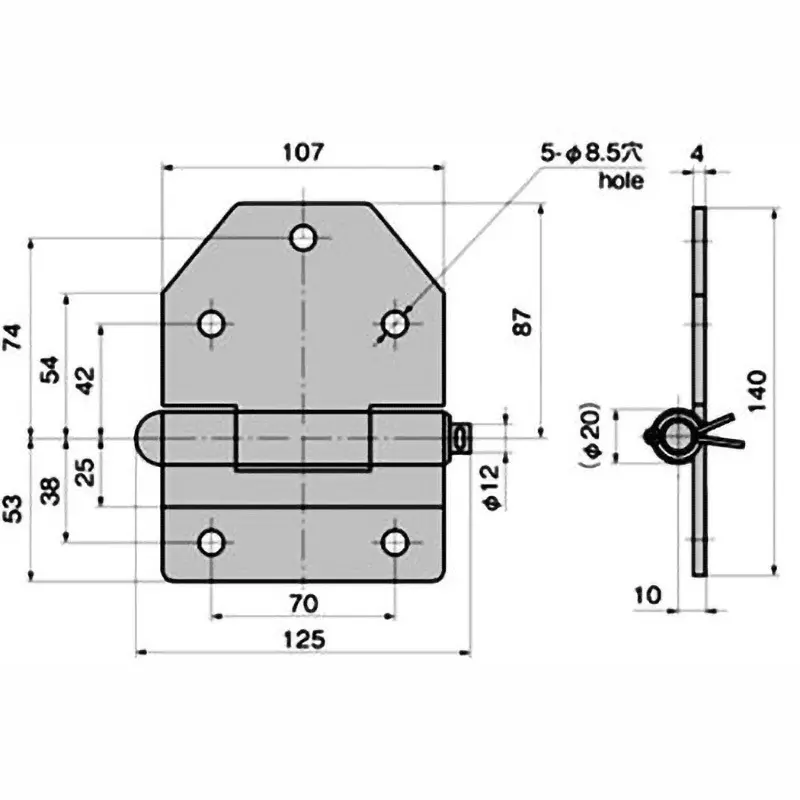 TAKIGEN Track Hinge Stainless Steel Mirror Buff Polishing, B-1589-C