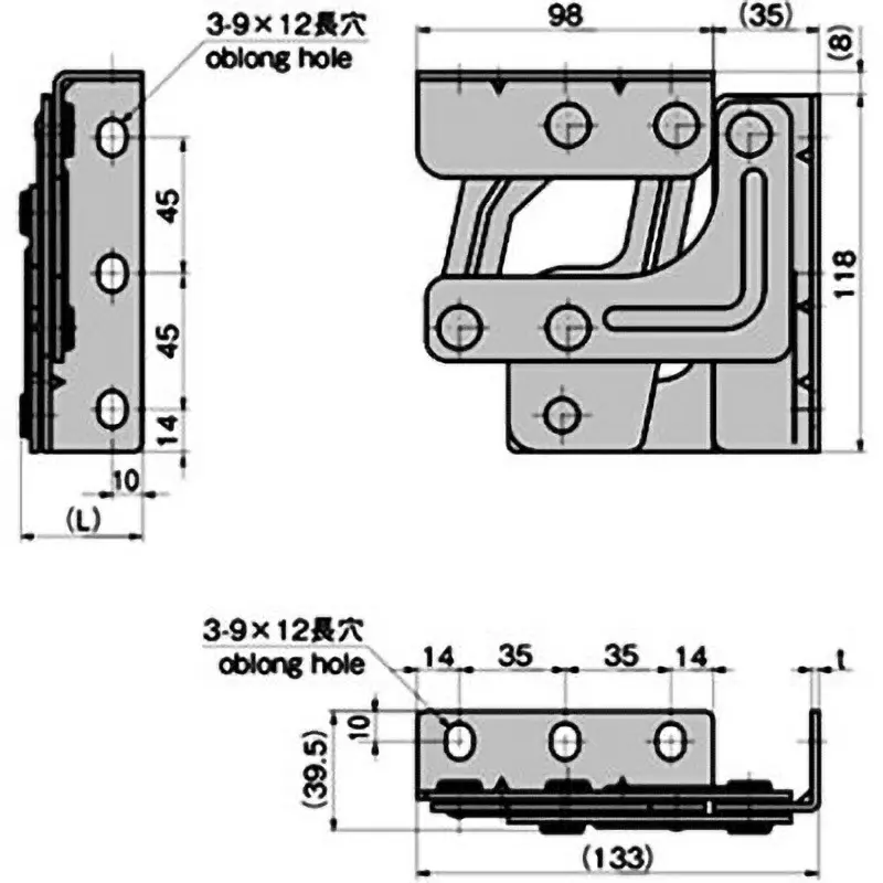 TAKIGEN Stainless Steel Sliding Hinge L39.5x2.5T mm, B-1864-1-L