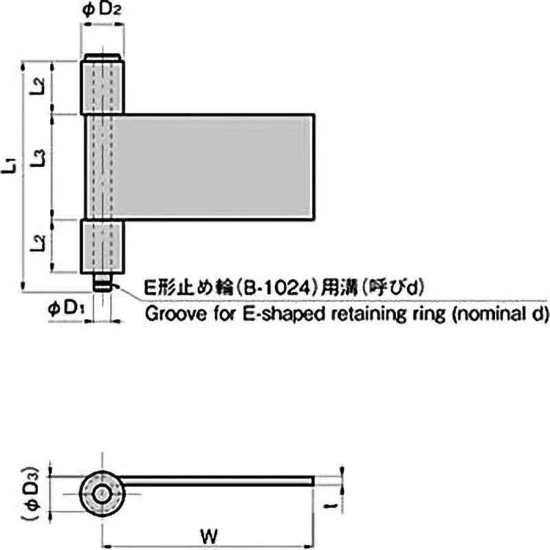 TAKIGEN 3 Tube Processing Hinge Phosphate Finish 85x20x40 mm (L1xL2xL3, B-527-B-2(BA-57-2)