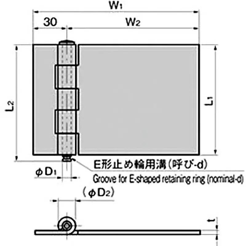 TAKIGEN Stainless Steel Heavy Duty Flat Hinge 75x130 mm (L1xW1), B-1550-4