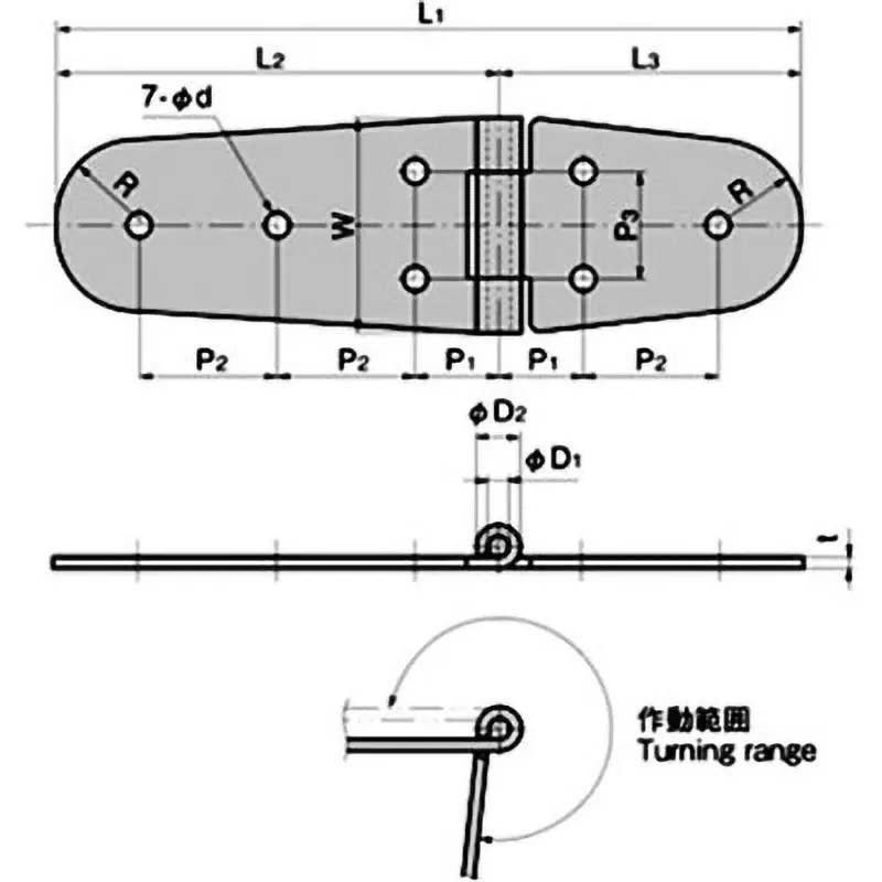 TAKIGEN Stainless Steel Leaf Hinge Buffing Finish without Hole, B-1031-1