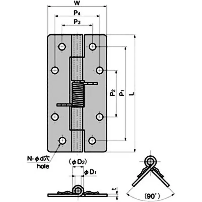 TAKIGEN Stainless Steel Hinge Glossy Barrel Polishing with Spring, B-1146-2