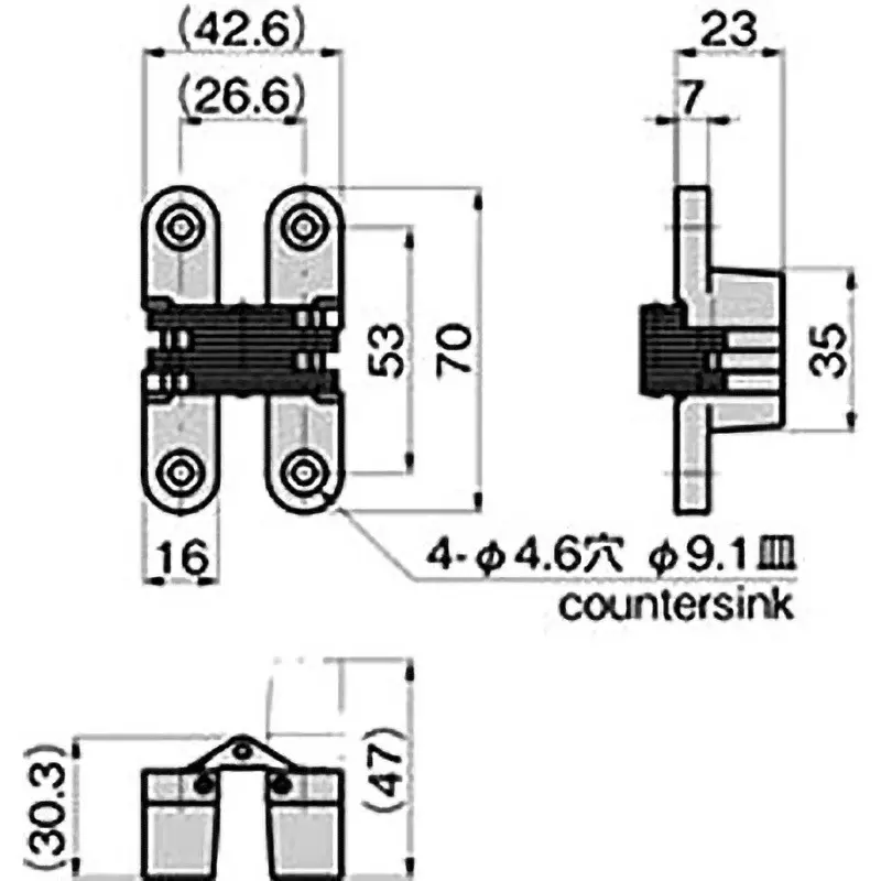 TAKIGEN Interlocking Hinge Zinc Alloy Chrome Plating, B-16-2