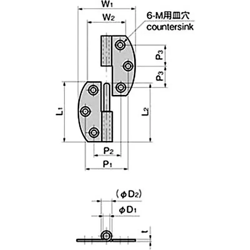 TAKIGEN Stainless Steel Oval Type Insertion/Extraction Hinge Mirror Buffing, B-1005-2-L