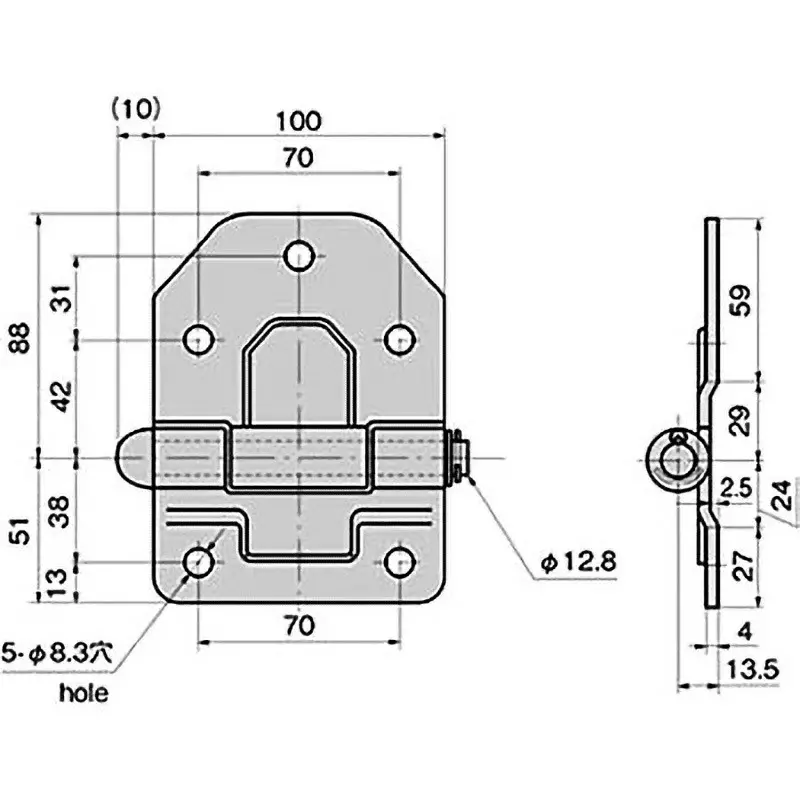 TAKIGEN Stainless Steel Swing Hinge Mirror Buffing Finish for Truck, B-1867-2S