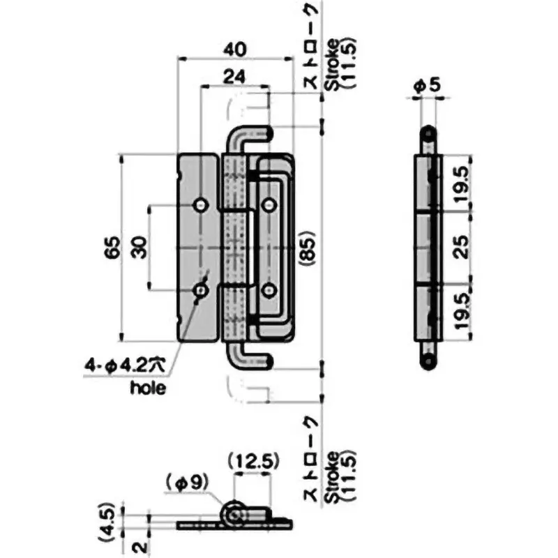 TAKIGEN Pull Style Hinge Stainless Steel Gloss Barrel Polishing, B-1053