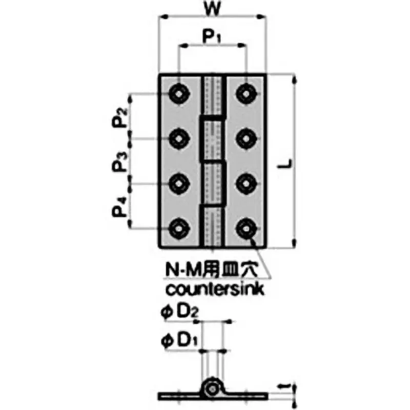 TAKIGEN Flat Hinge Aluminum Alloy Silver Satin Paint Finish, B-78-A-13