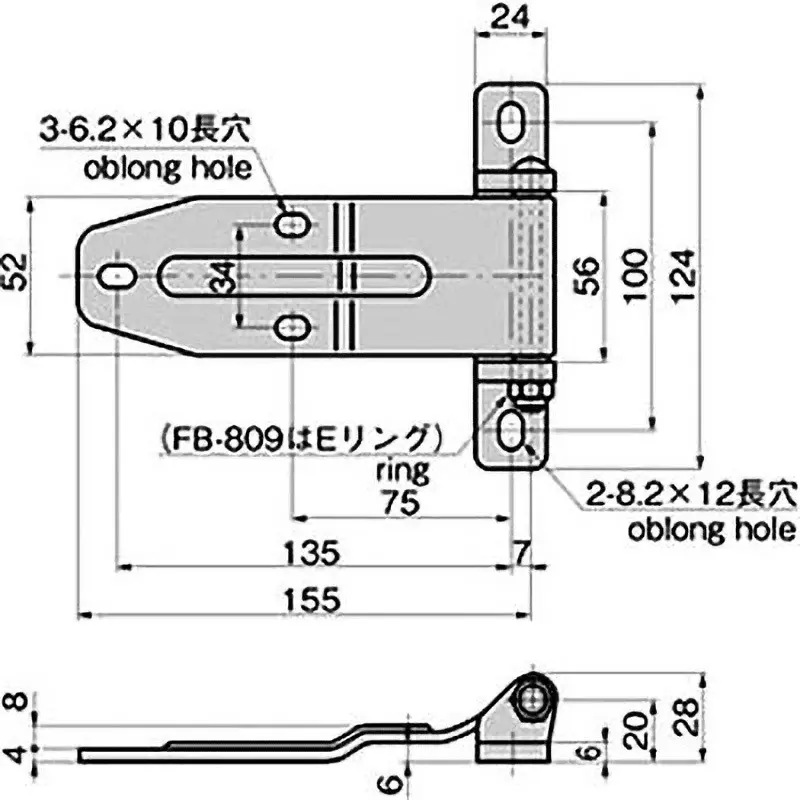 TAKIGEN Leaf Hinge Zinc Plating Chromate Treatment, FB-809-L