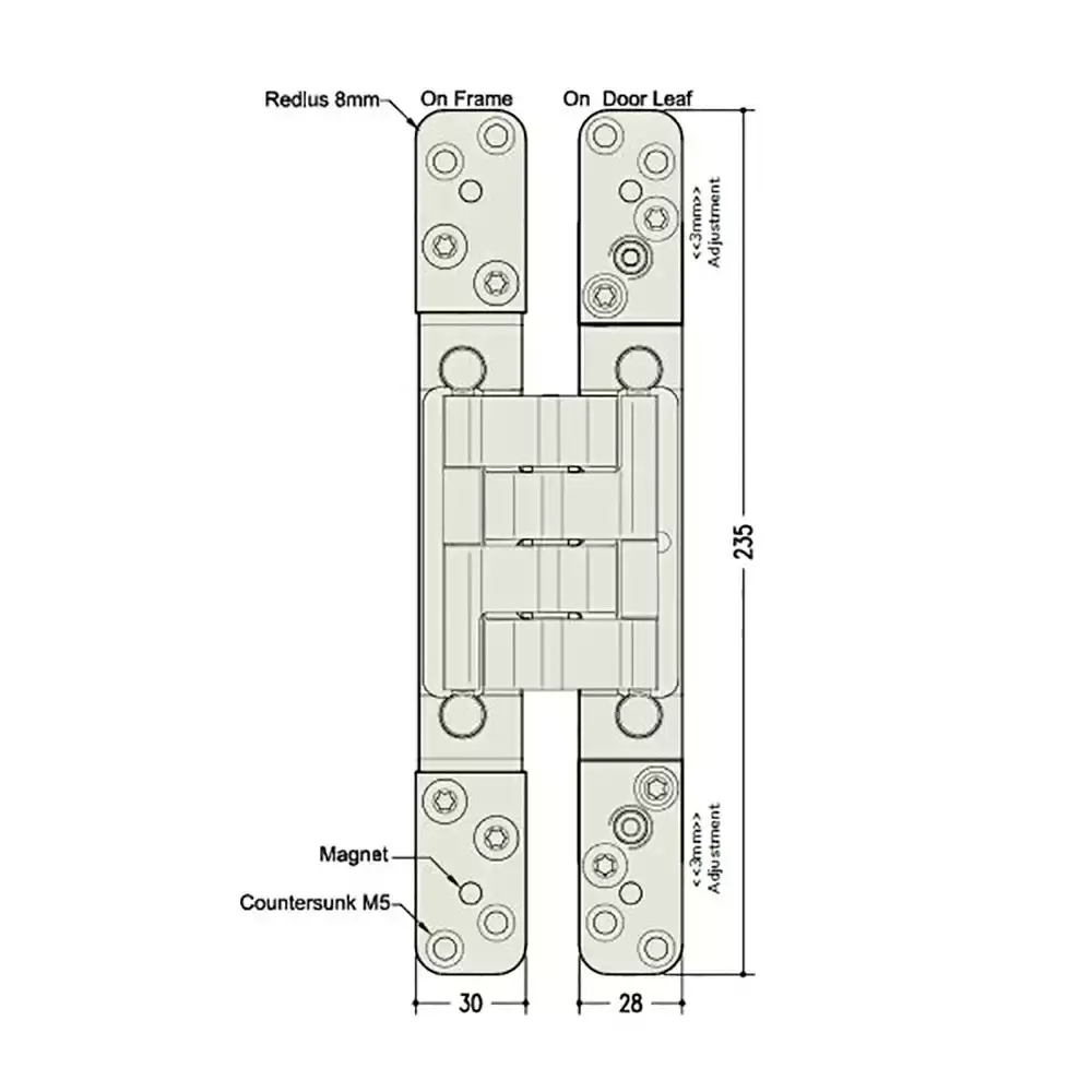 DORMA Concealed Hinges Stainless Steel Satin Finish 250 Kg Load Capacity, BS 250