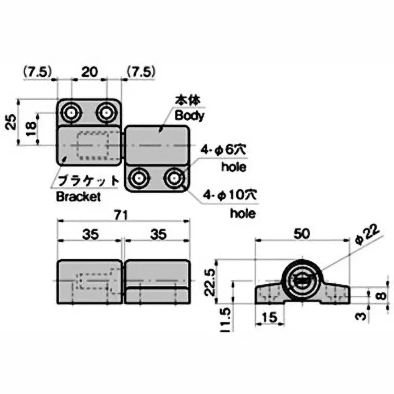TAKIGEN Torque Adjustable Damper Hinge Polybutylene Terephthalate Black, BP-879-2H-A-L