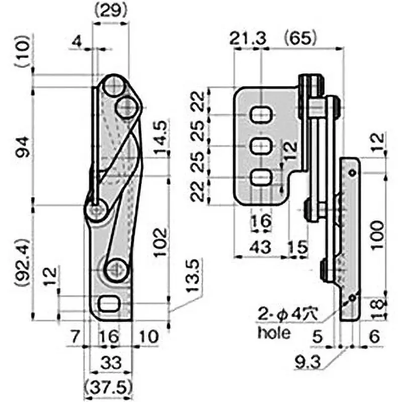 TAKIGEN Large Slide Hinge Zinc Plating Chromate Treatment Right Type, B-863-3-R