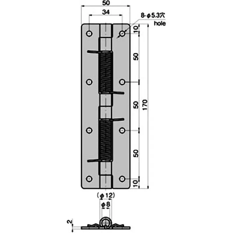 TAKIGEN Stainless Steel Hinge Glossy Barrel Polishing with Spring, B-1246-1