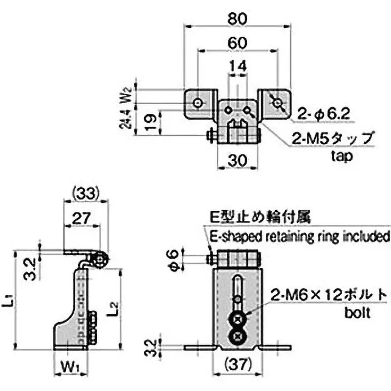 TAKIGEN Sliding Post Hinge Zinc Plating Chromate Treatment, B-77N-5