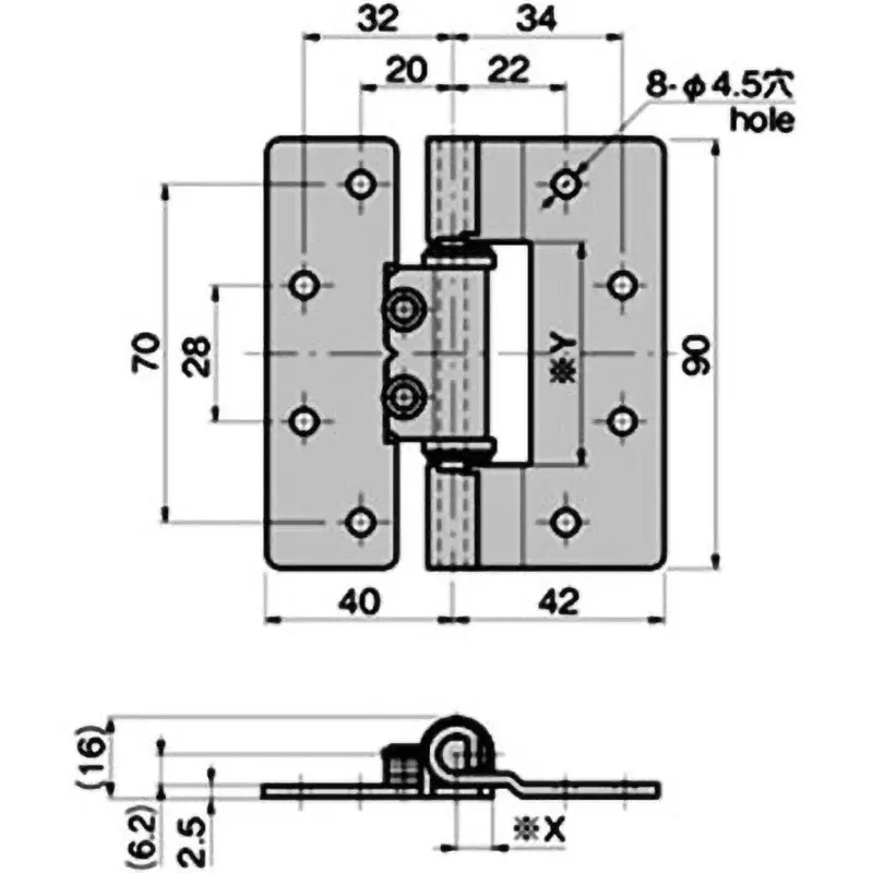 TAKIGEN Stainless Steel Flat Torque Hinge Gloss Barrel Polishing, B-1109-0
