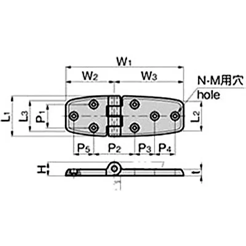 TAKIGEN Marine Hinge for Pan/Binding Screw 50 g, BP-19-5-1-B-Ivory