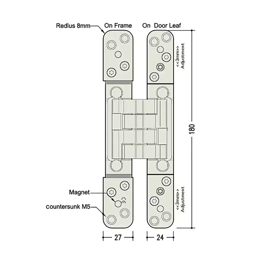 DORMA Concealed Hinges Stainless Steel Satin Finish 120 Kg Load Capacity, DS 120