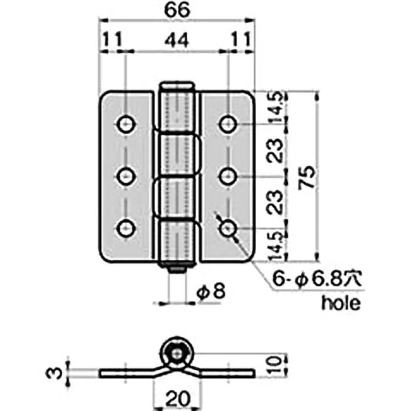 TAKIGEN Folding Door Hinge Stainless Steel Plain Finish Left Hand Type, B-1884-H