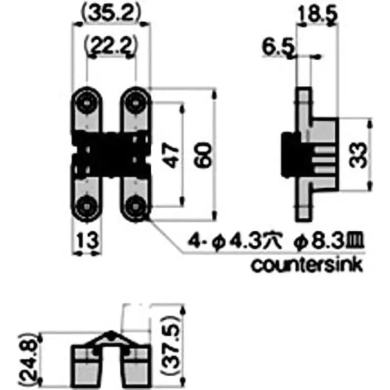 TAKIGEN Interlocking Hinge Zinc Alloy Chrome Plating, B-16-1