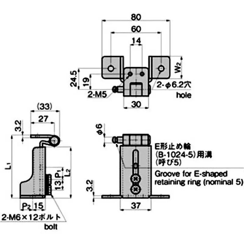 TAKIGEN Sliding Post Hinge Zinc Plating Chromate Treatment 169 g, B-77-5