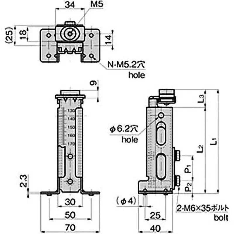 TAKIGEN Sliding Post Hinge Screw Receiving Type Zinc Plating Chromate Treatment, B-76-13
