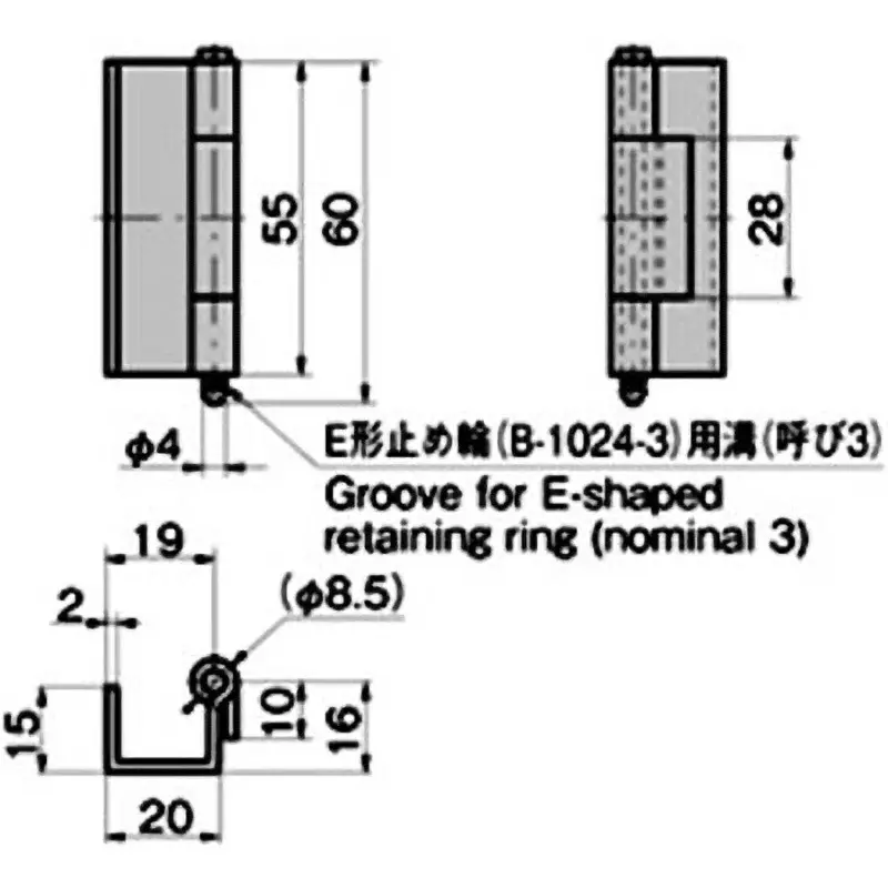 TAKIGEN Stainless Steel U-Shaped Concealed Hinge, B-1514(BA-1383)