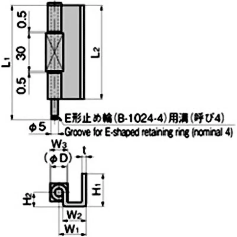 TAKIGEN Stainless Steel U-Bent Concealed Hinge 60 mm Length 2 mm Thickness, B-1540-1