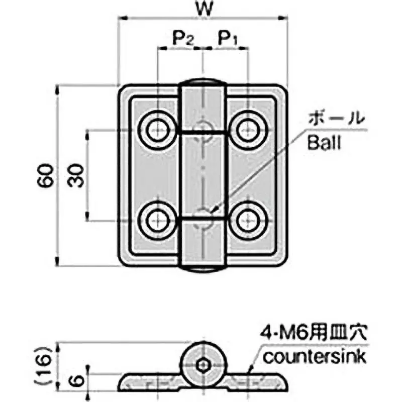 TAKIGEN Clean Hinge Zinc Alloy Satellite Chrome Plating L60xW64xt6 mm, B-505-2