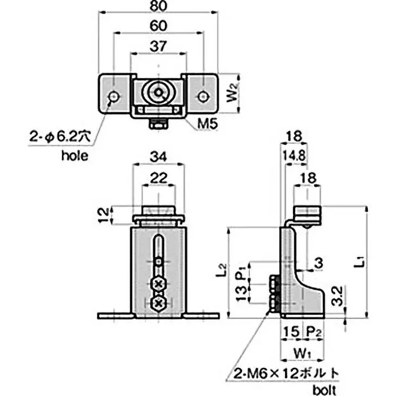 TAKIGEN Sliding Post Hinge Screw Receiving Type Zinc Plating Chromate Treatment, B-77-15