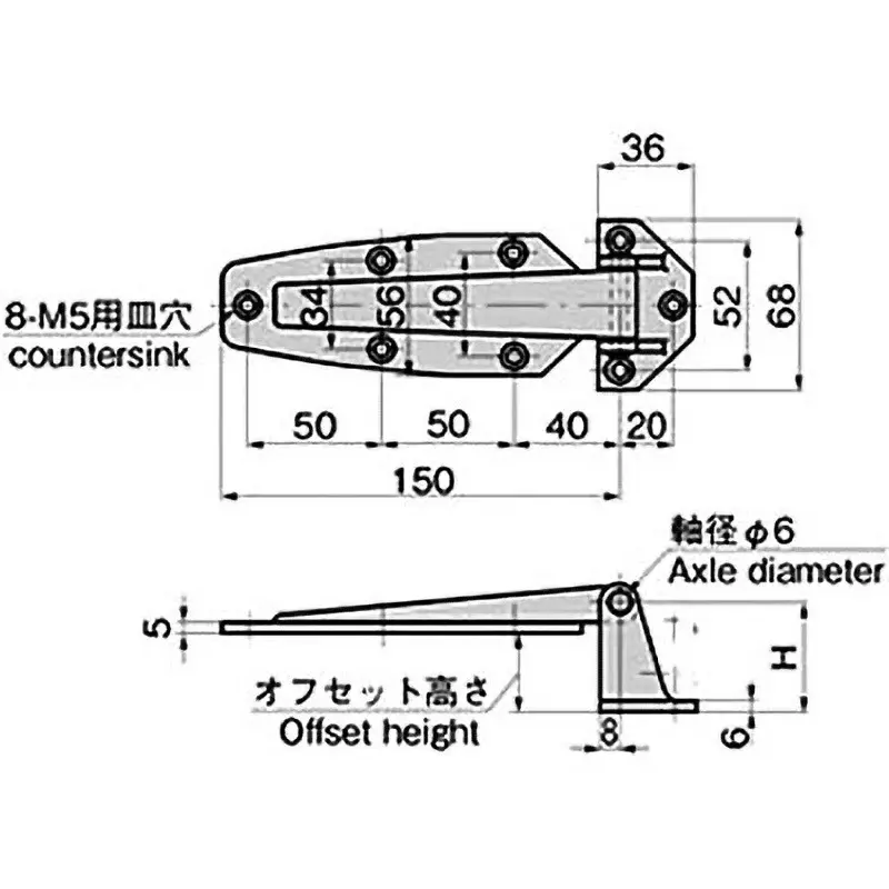 TAKIGEN Stainless Steel Leaf Hinge Hairline Finish, FB-1755-2