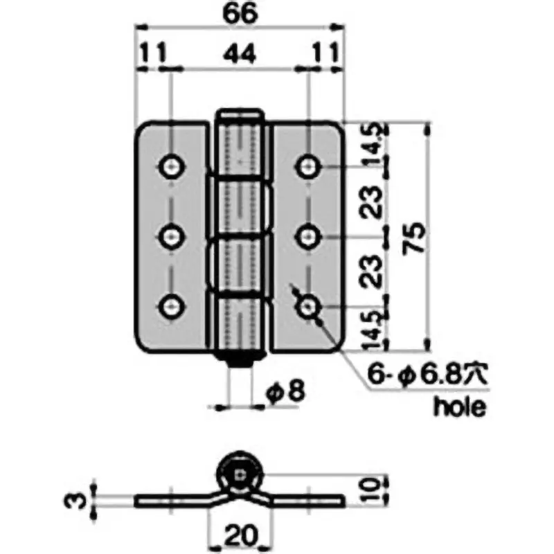 TAKIGEN Folding Door Hinge Stainless Steel Plain Finish Right Hand Type, B-1884-R