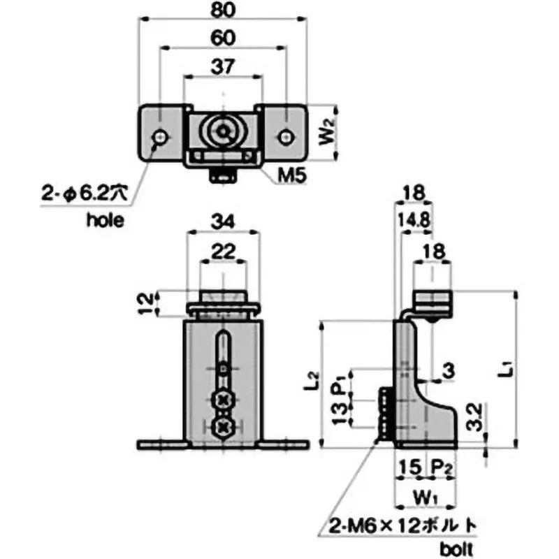 TAKIGEN Sliding Post Hinge Screw Receiving Type Zinc Plating Chromate Treatment, B-77-14