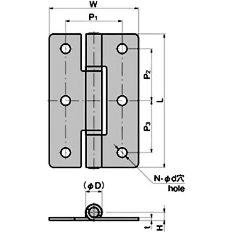 TAKIGEN Stainless Steel Flat Torque Hinge Gloss Barrel Polishing, B-1209-2