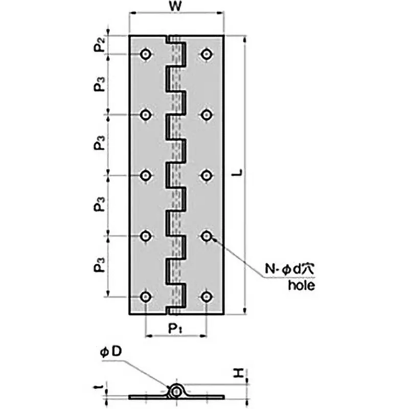 TAKIGEN Extruded Flat Hinge Alumite Treatment 20 g, B-205-4