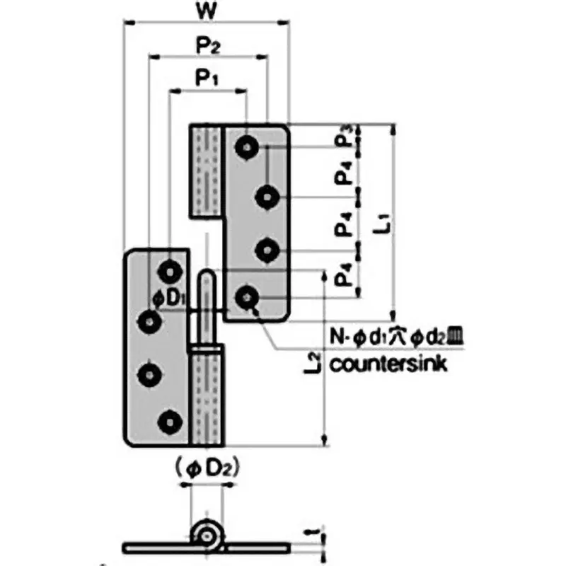 TAKIGEN Heavy Duty Hinge (Perforated) Stainless Steel Mirror Buffing, B-1065-10-L