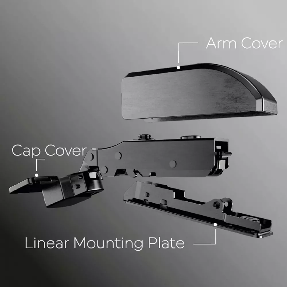 ebco-e-soft-linear-hinge-3d-max-full-overlay-with-linear-mounting-plate-gun-metal-finish-door-thickness-18-27-mm-esl1-3dm-gm-set-of-2