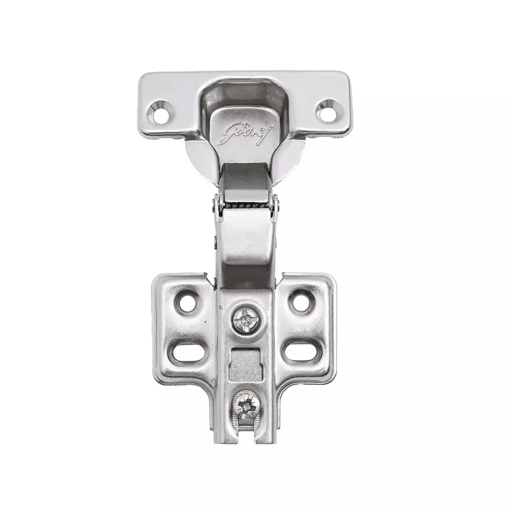 GODREJ Cabinet Hinge Soft Close 105° Half Overlay 4 Hole 35 x 11.5 mm Cup Diameter Nickel Plated Finish, 2684