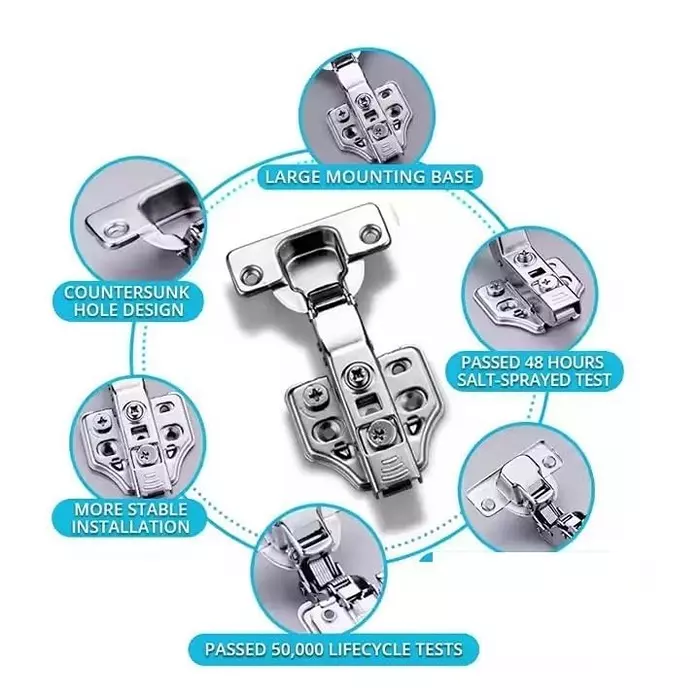 MED BUDDY Hydraulic Cabinet Hinge Clip-on Soft Close Concealed, 8 Crank- Half Overlay (Pack of 2 Pcs)