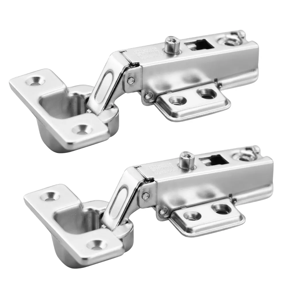 Ebco Slip On Hinge Euro Type with 4 Hole Mounting Plate Primary Series Nickel Plated Finish, Size 35 mm Half Overlay, E-HS2A-M1 (Set of 2)