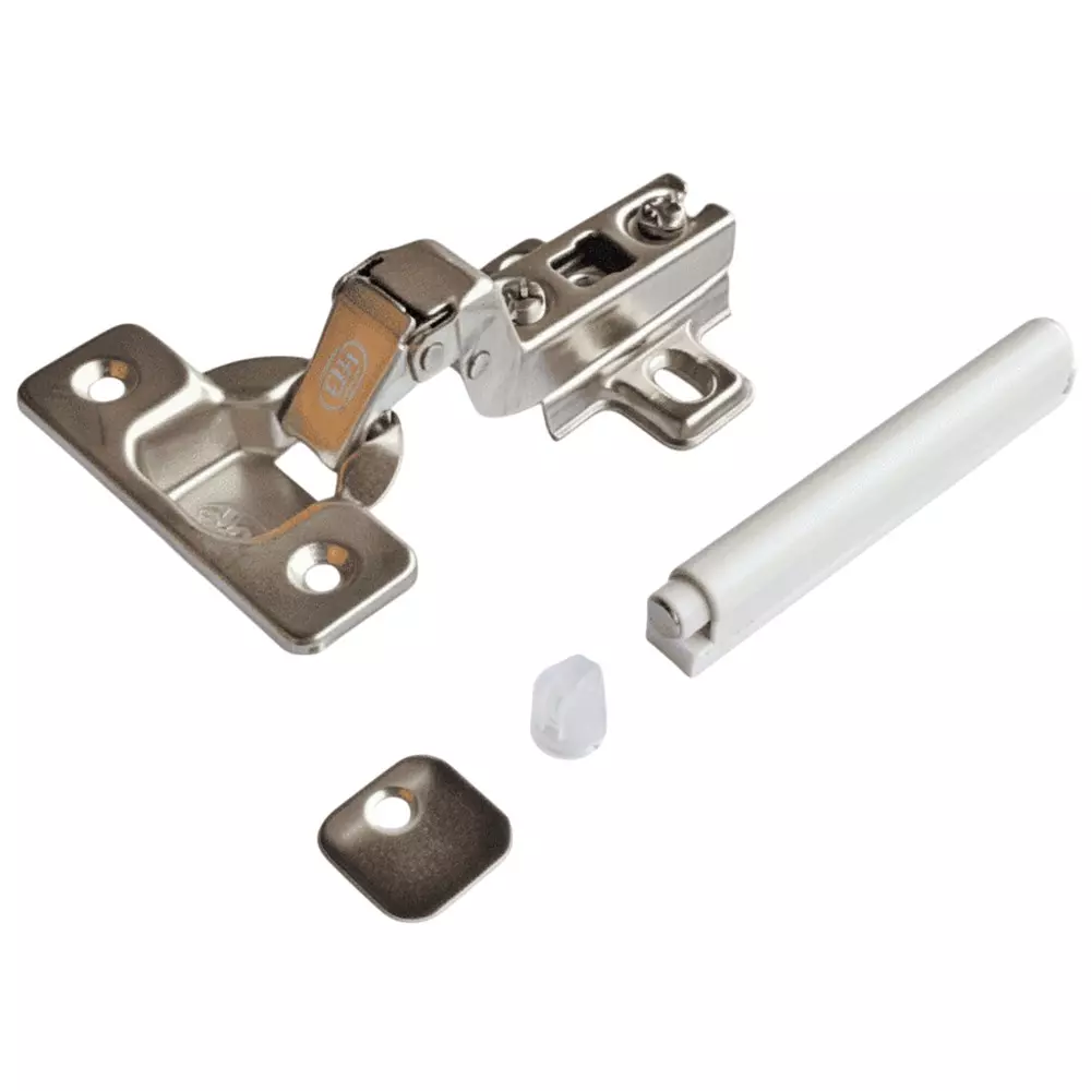Ebco Hinge Push Open With Magnetic Push Open Fittings Overlay, Nickel Plated Finish, Size 35 mm, HPO1-POM
