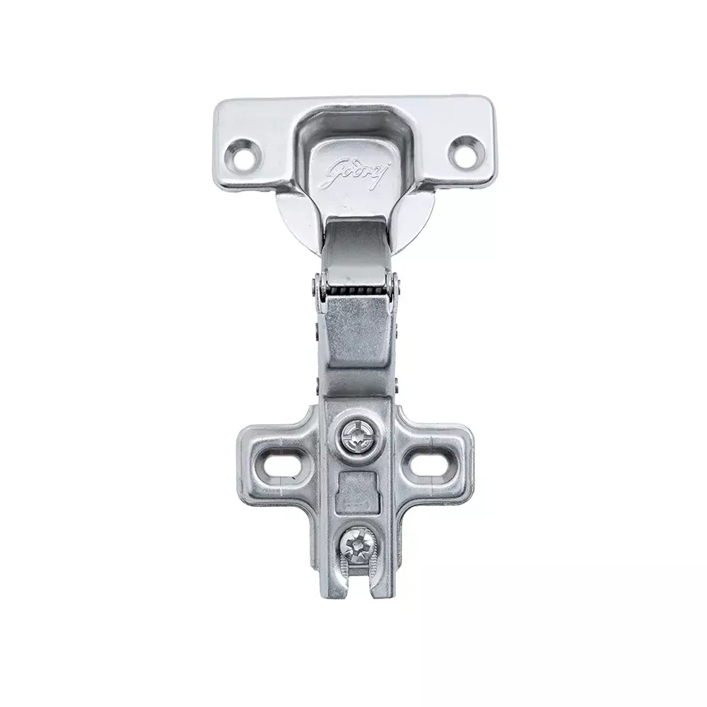 GODREJ Cabinet Hinge Soft Close 105° Half Overlay 2 Hole 35 x 11.5 mm Cup Diameter Nickel Plated Finish, 2680