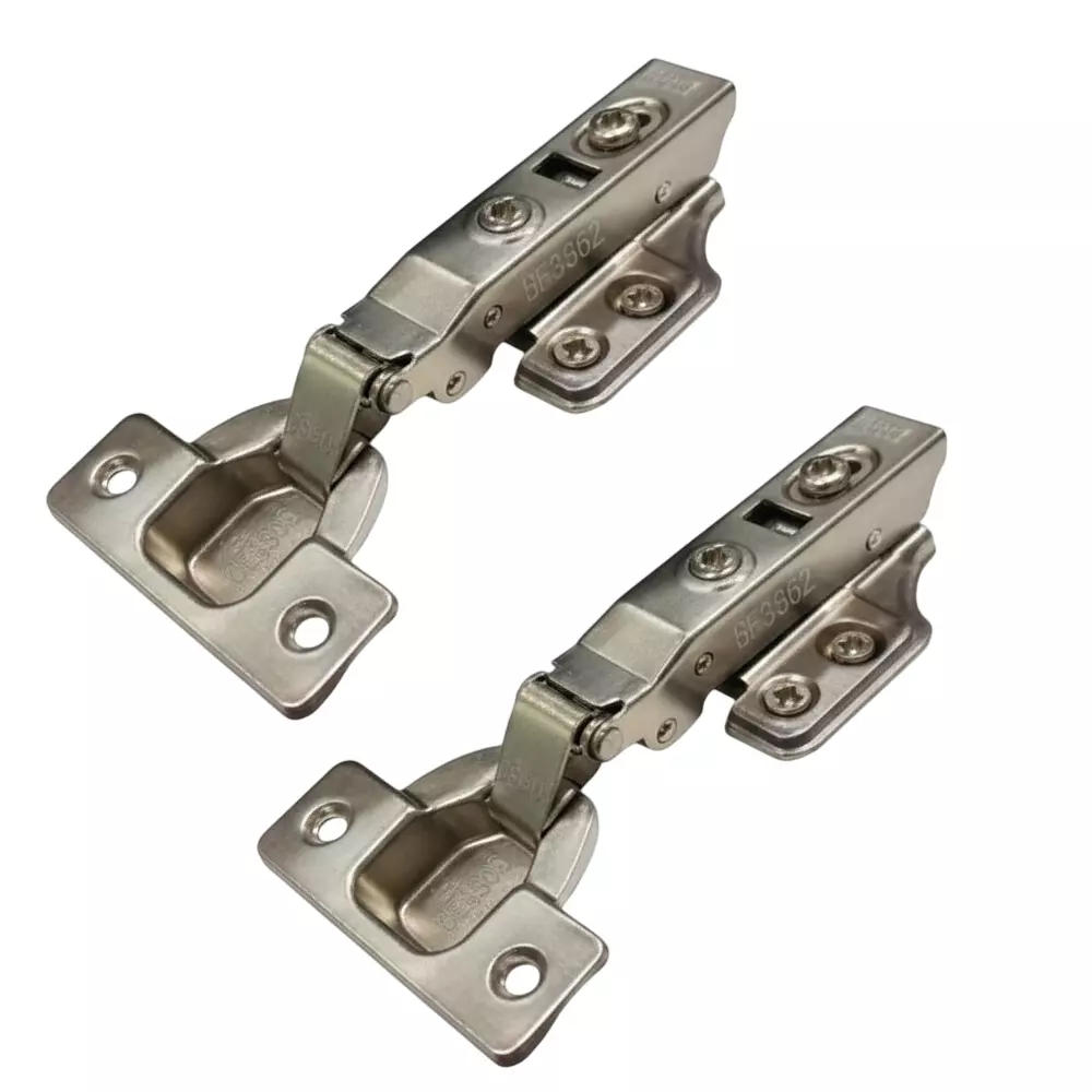 Ebco Slow Motion Hinge S Click, With 4 Hole Mounting Plate Nickel Plated Finish (Set of 2)