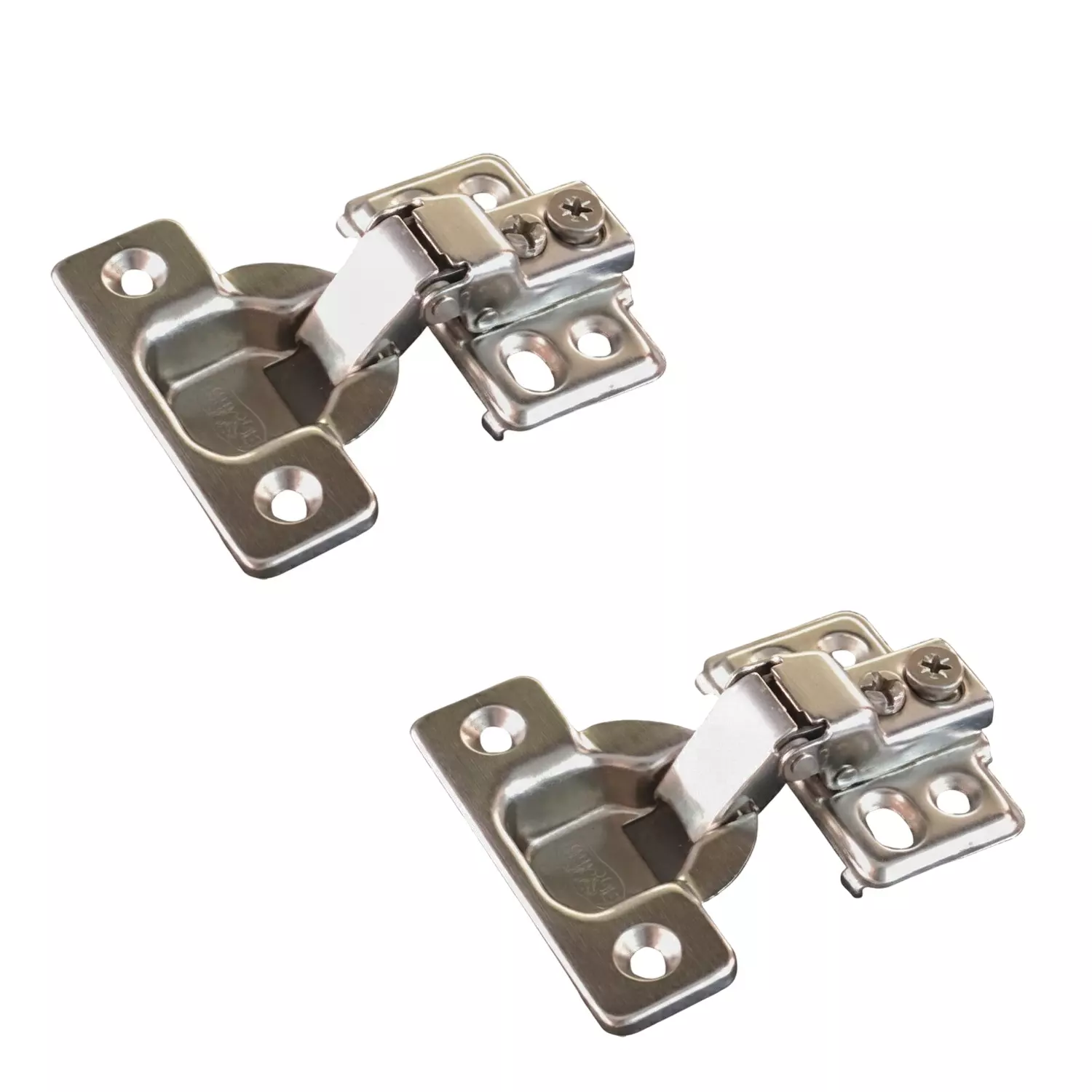 Ebco Short Arm Hinge with 4 Hole Mounting Plate, Nickel Plated Finish, Size 35 mm, HSA1-M1 (Set of 2)