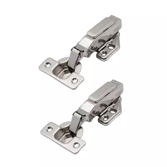 Ebco Hinge Slow Motion Half Overlay With 4 Hole Mounting Plate, Stainless Steel 304 Body, Size 35 mm, HSM2-M1-SS (Set of 2)