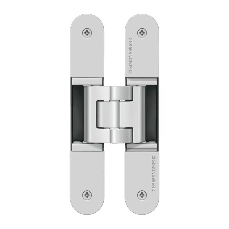 Hafele 3D Concealed Hinge TE340 Series 180 ° Opening Angle DIN Left/Right Mounting Nickel Colored Satin-Finish Suitable for Flush Doors Up to 80 Kg, 924.17.122
