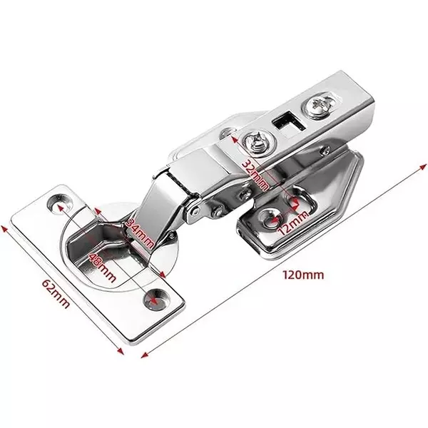 MED BUDDY Hydraulic Cabinet Hinge Clip-on Soft Close Concealed, 0 Crank- Full Overlay (Pack of 2 Pcs)