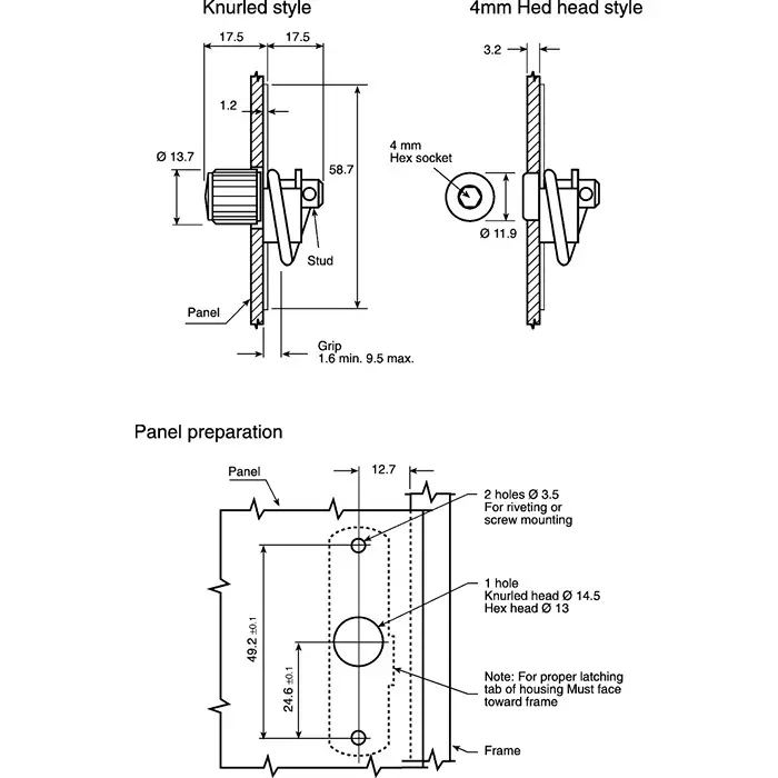 Southco Stainless Steel Compression Latch 58.7x17.5x35 mm, 57-10-201-40 (Pack of 2)