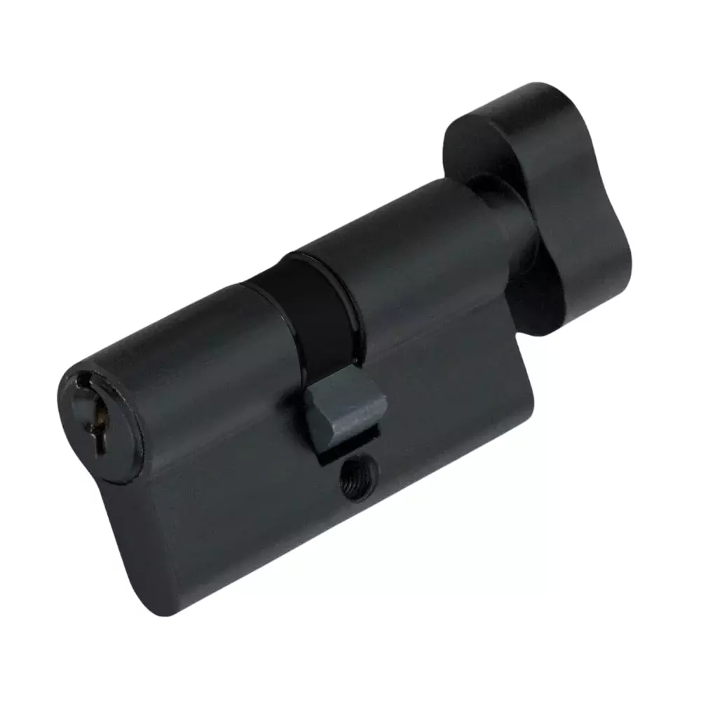 Hettich Euro Profile Cylinder Lock HBCL 60 One Side Knob and One Side Coin Slot Black Finish 40 mm Door Thickness