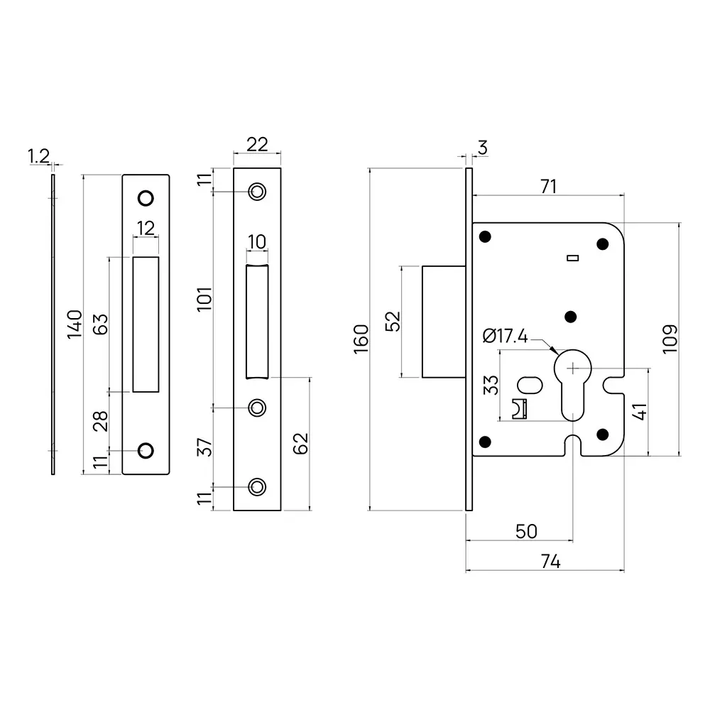 quba-mortise-dead-lock-50-mm-backset-ss-finish-q-106