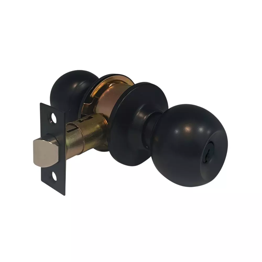 Yale Cylindrical Knob 60/70 mm B/S Adjustable Black Matt Finish Entrance Function, CA5127 US19 60/70BS